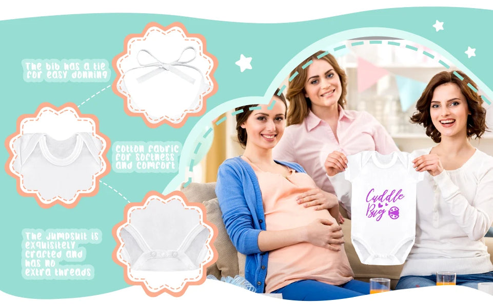 Baby Shower Games Bodysuits Bibs Design Game 9 DIY Newborn Bodysuit 15 White Blank Baby Bibs for Baby Shower Gender Reveal Party