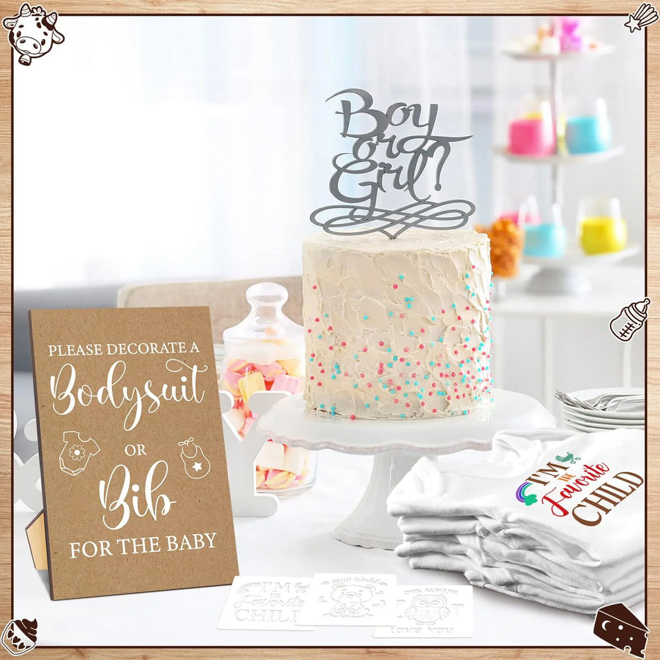 Baby Shower Games Bodysuits Bibs Design Game 9 DIY Newborn Bodysuit 15 White Blank Baby Bibs for Baby Shower Gender Reveal Party