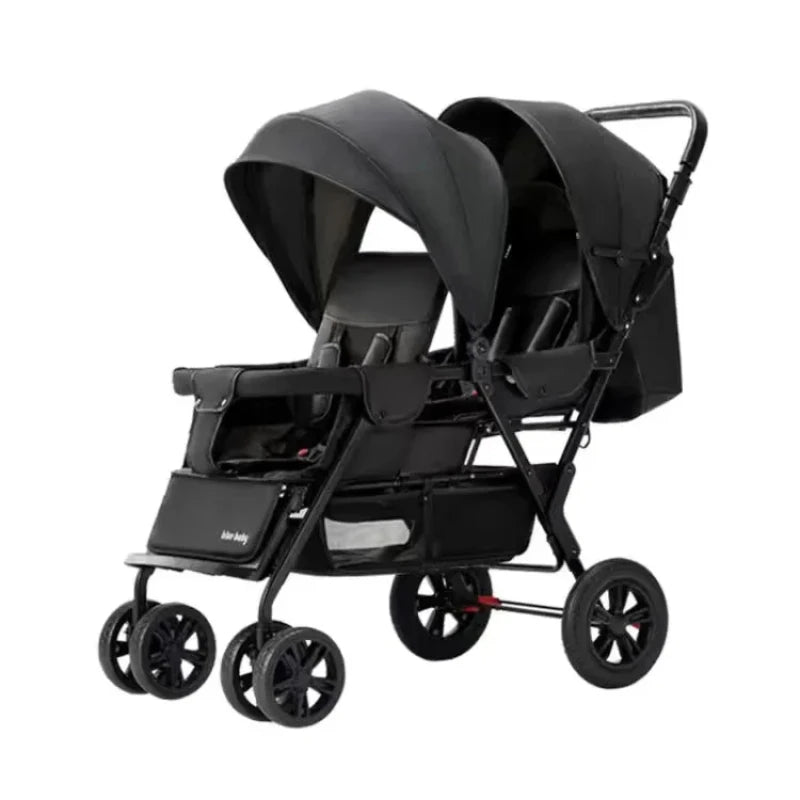 Double Stroller Can Sit Lying Lightweight Foldable High Landscape Front & Rear Seat Baby Stroller with raised rear Double Brake