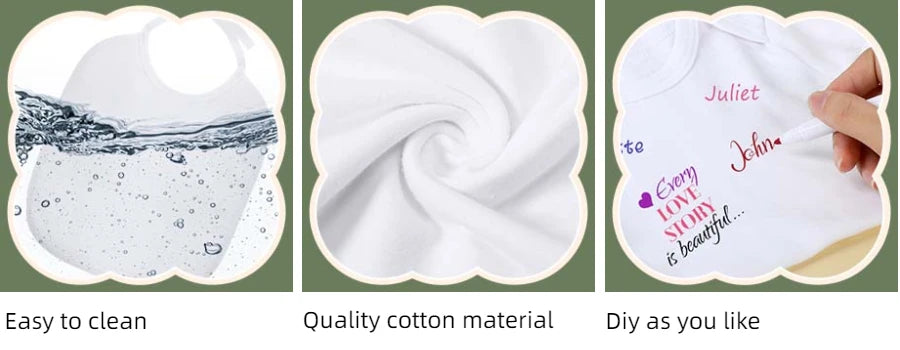 Baby Shower Games Bodysuits Bibs Design Game 9 DIY Newborn Bodysuit 15 White Blank Baby Bibs for Baby Shower Gender Reveal Party