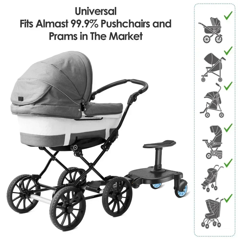 Upgrade Your Stroll with A 2-in-1 Sit and Stand Stroller Board for Second Baby - Compatible with Most Baby Strollers