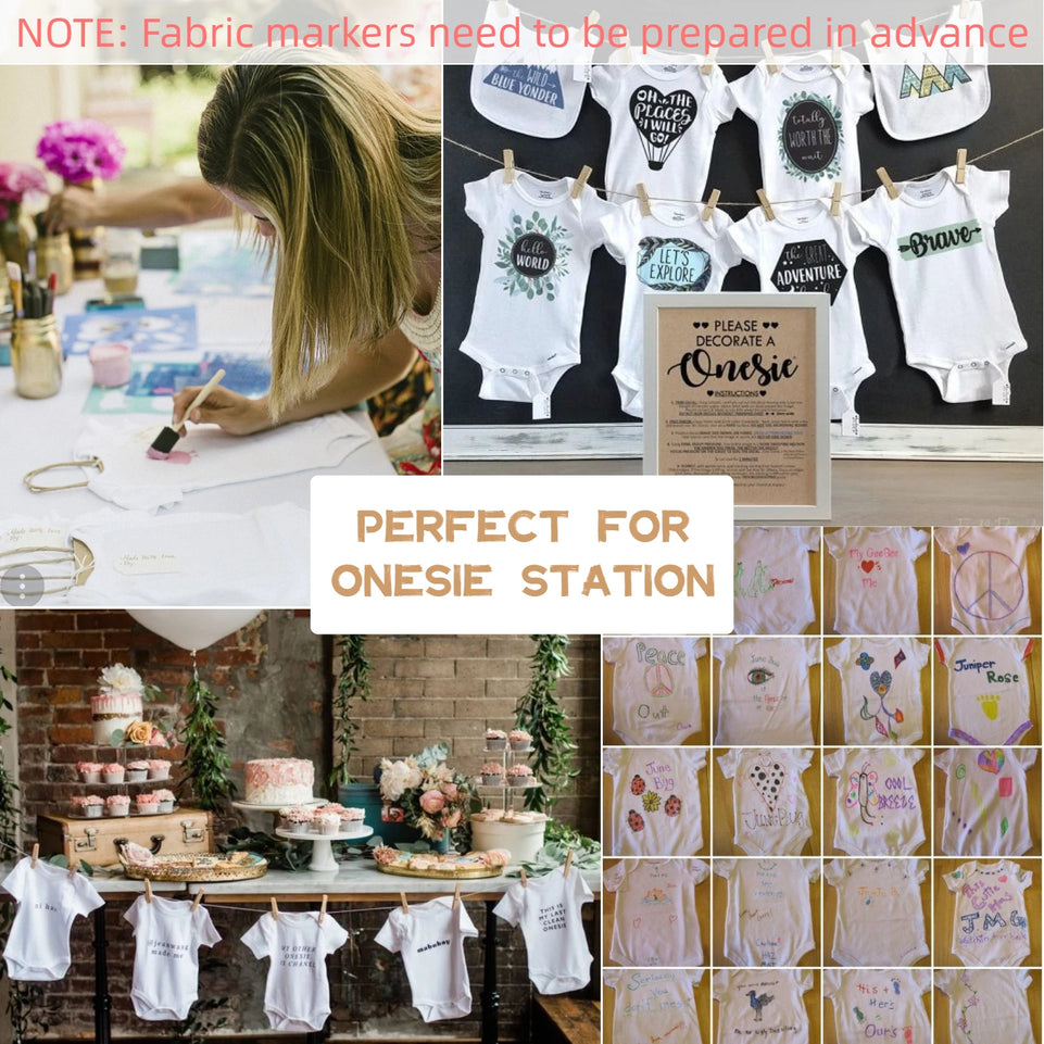 Baby Shower Games Bodysuits Bibs Design Game 9 DIY Newborn Bodysuit 15 White Blank Baby Bibs for Baby Shower Gender Reveal Party